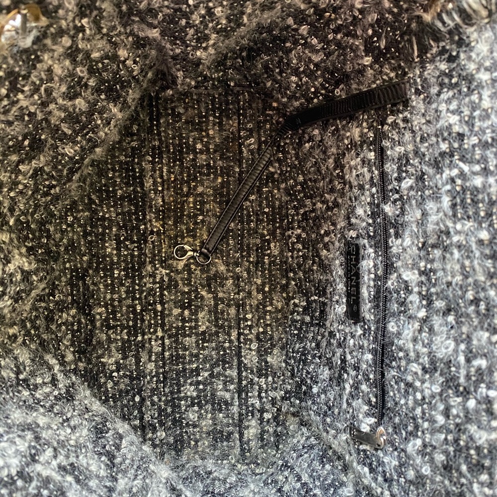 SOLD Chanel Tweed Trim Light Grey Leather Tote - Picture 15 of 16